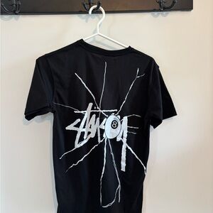 Stussy Black Tee with White Graphic